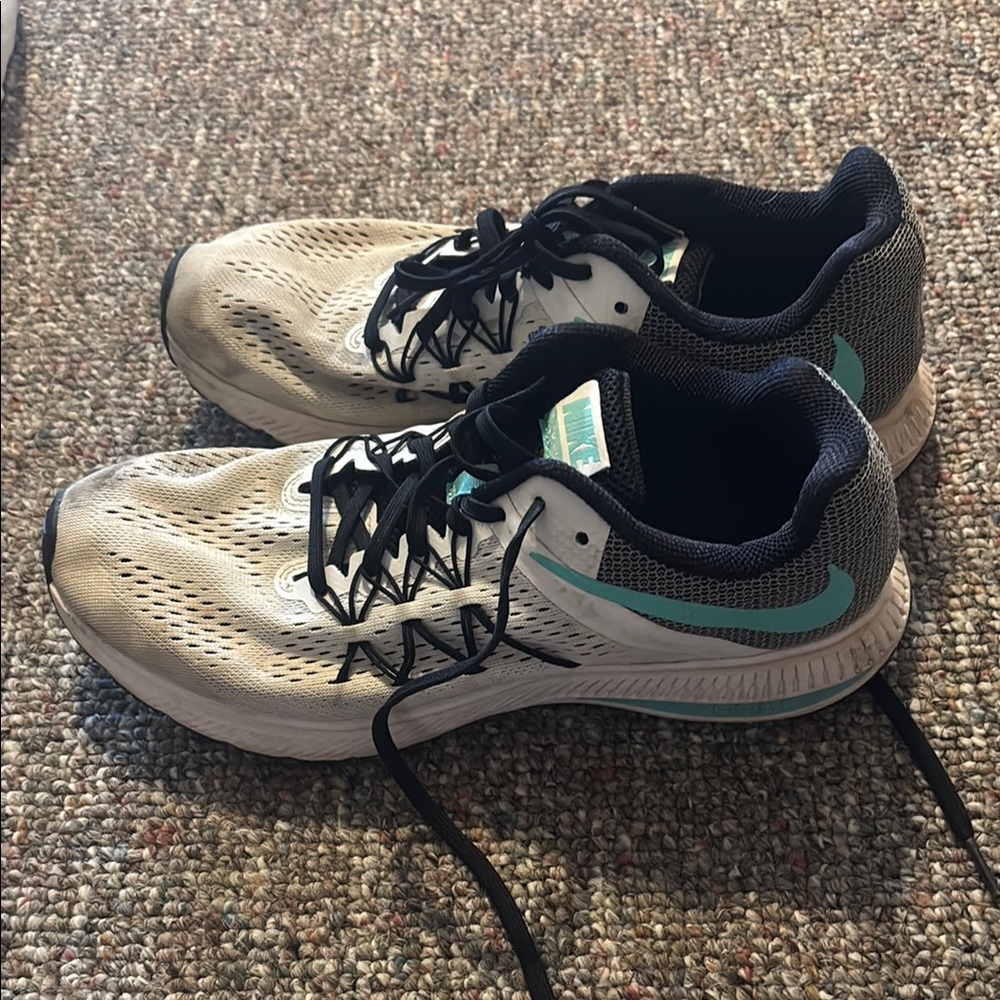 Nike Beige and Teal Running Shoes